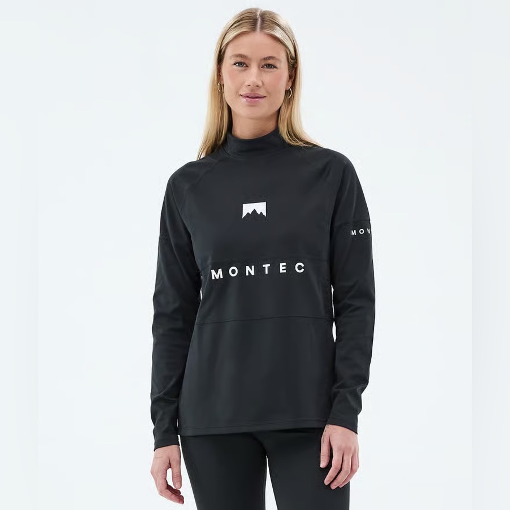 Montec Black Long Sleeve Top, Ski/ Snowboard Thermal, Size S